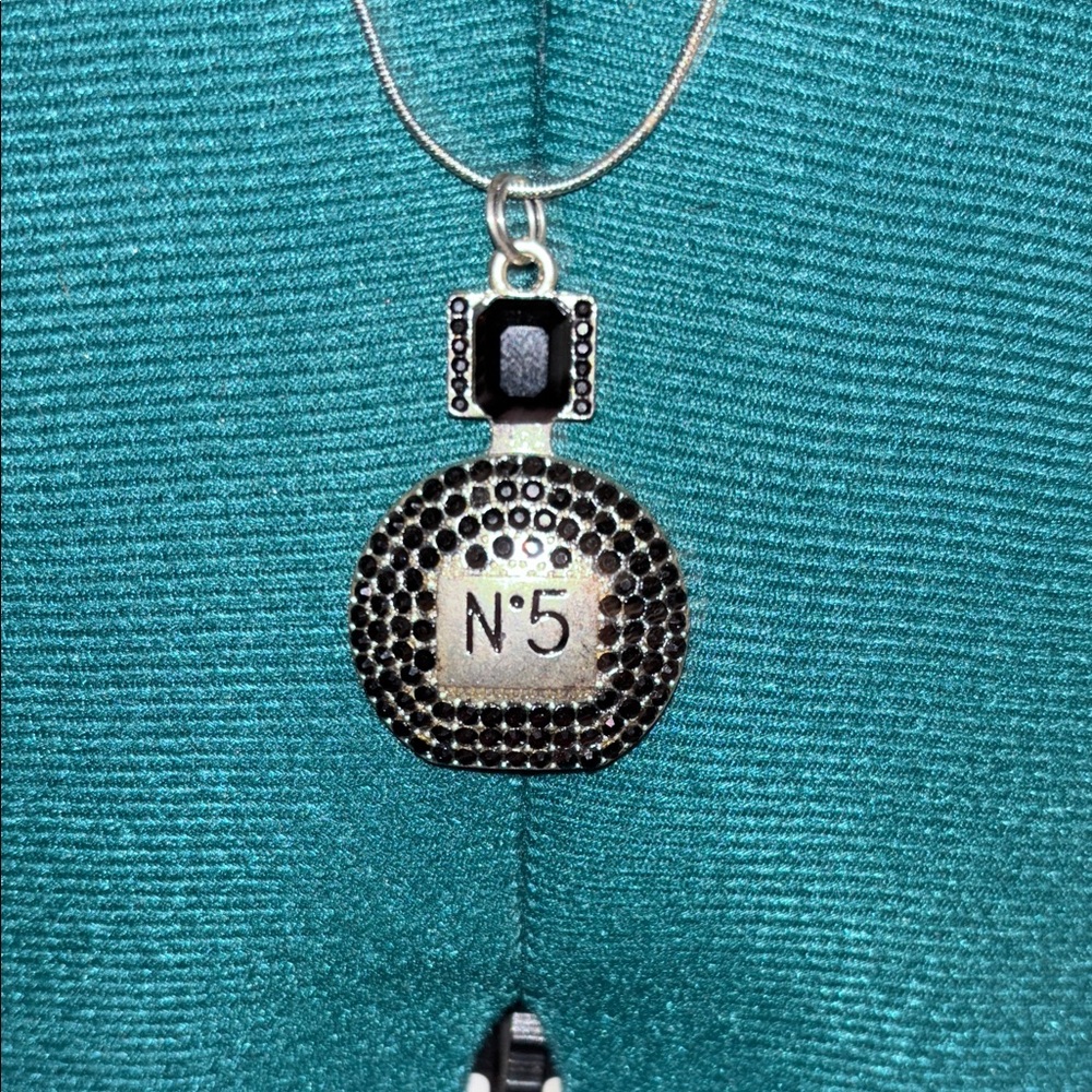 Black and Silver No. 5 Pendant Necklace